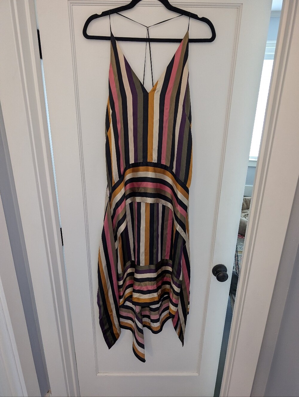 Petar Petrov Striped Slip Dress in Pink, Mustard & Purple